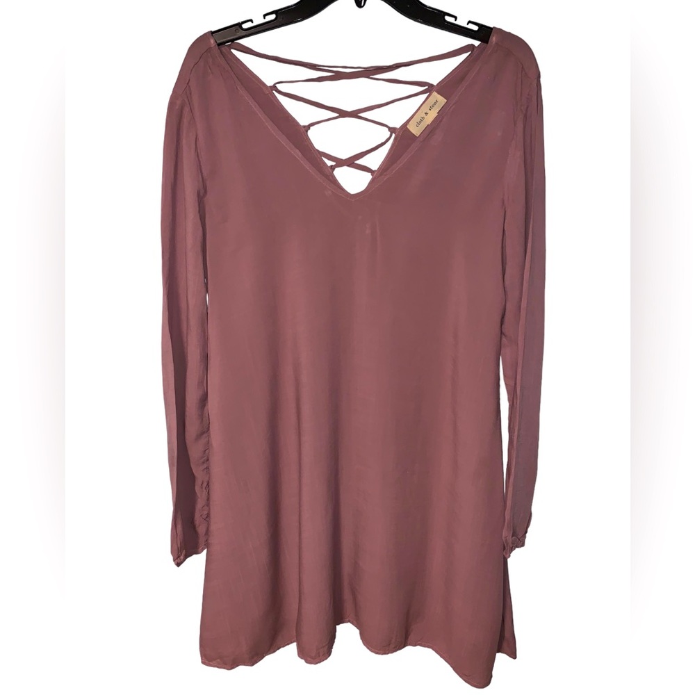 Cloth & Stone Shirt Dress Criss Cross Back Mini Tunic Dress S